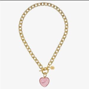 Gold Chain Necklace with Pink Heart Pendant